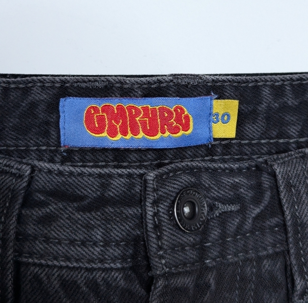Empyre Relax Loose Fit Raw Hem Jeans Black 30 - Picture 5 of 6